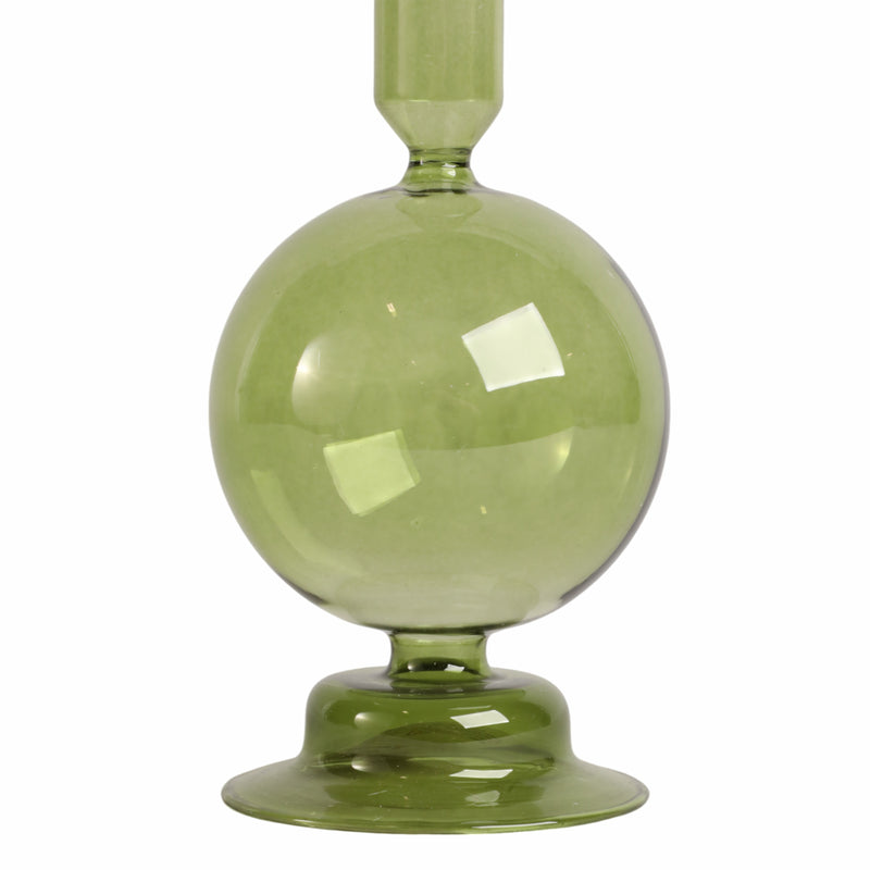 7 Glass Bubble Taper Candle Holder, Olive