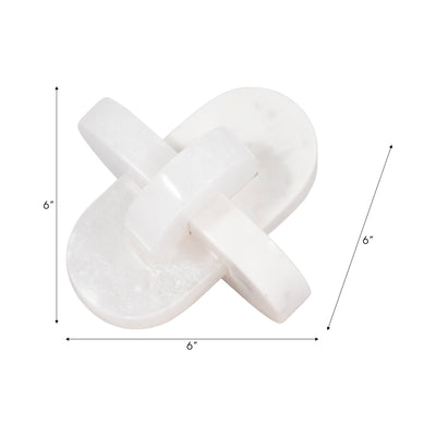 6 Alabaster And Marble Curved Knot, White