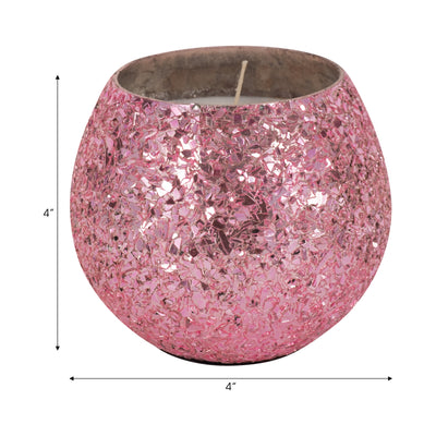 Glass, 4 11 Oz Crackled Scented Candle, Pink