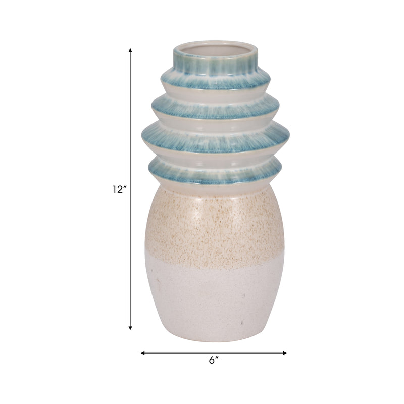 12 Fluted Top Vase Reactive Finish, Multi