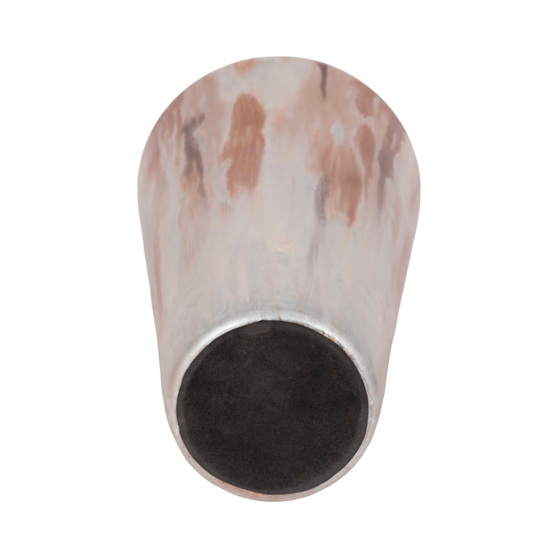 17 Nude Drip Finish Glass Floor Vase, Tan Multi