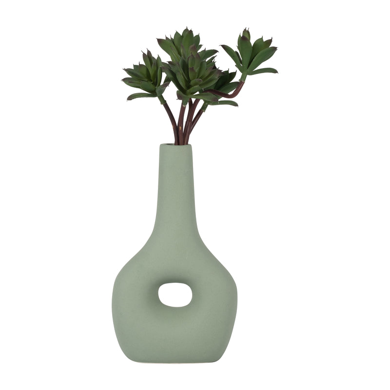 CER, 9 OPEN CUT-OUT NOMAD VASE, DARK SAGE