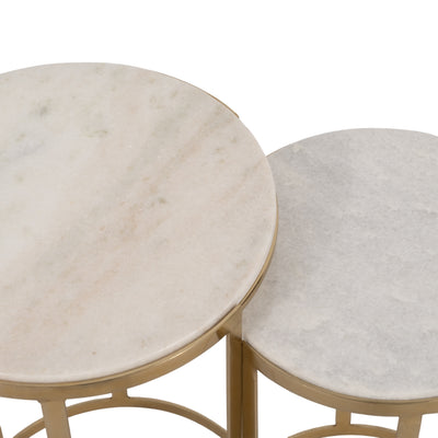 S/2 20/22 Morwar Marble Top Accent Tables, White/