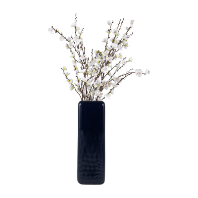 CER, 18 SQUARED GROOVED VASE, NAVY BLUE