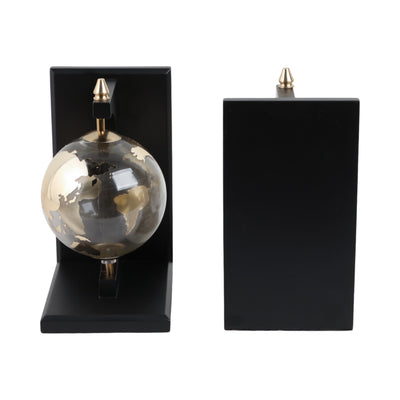 S/2 14 Bardot Glass Globe Bookends