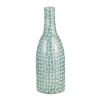 GLASS, 15H MOSAIC VASE, BLUE