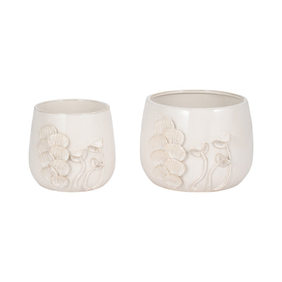 7 Mushroom Applique Planter, Ivory