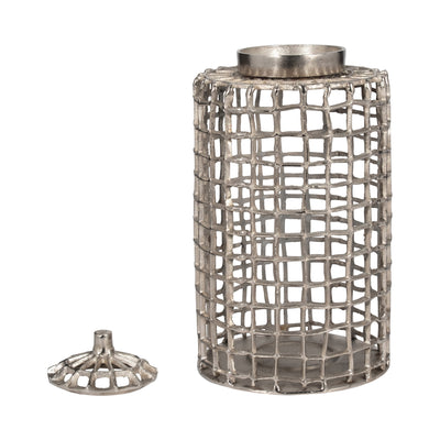 METAL, 18 LIDDED JAR, SILVER