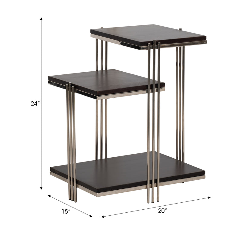 Metal/wood, 24 Three Tier Side Table