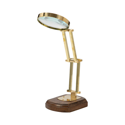 16 Kane Wood Base Magnifying Glass, Gold