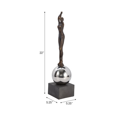 22 Augustine Female Statuary With Steel Sphere