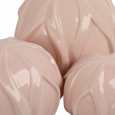 S/3 4/5/6 Madison Pink Cer Deco Balls - Set Of 3