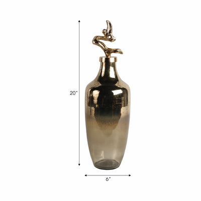 20 Lusaka Lg Glass Bottle, Gold