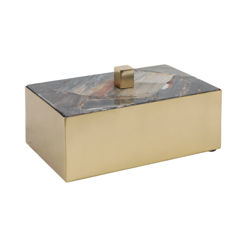 8x5 Petrified Wood Top Box, Black/gold