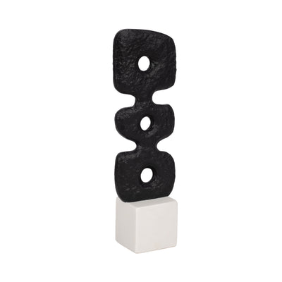 14 Abstract Totem Sculpture  Marble Base, Black/w