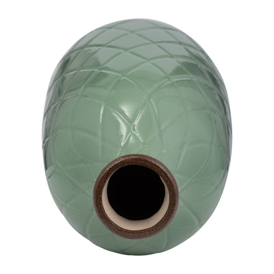 CER, 16 PLAID TEXTURED VASE, DARK SAGE