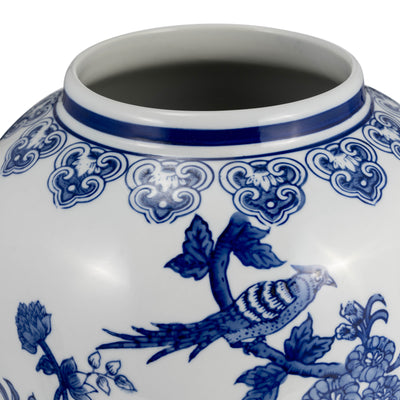 18 TEMPLE JAR BIRD/FLOWER, BLUE