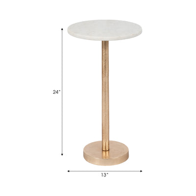 Metal, 24h Round Drink Table - Flat Base, Gold