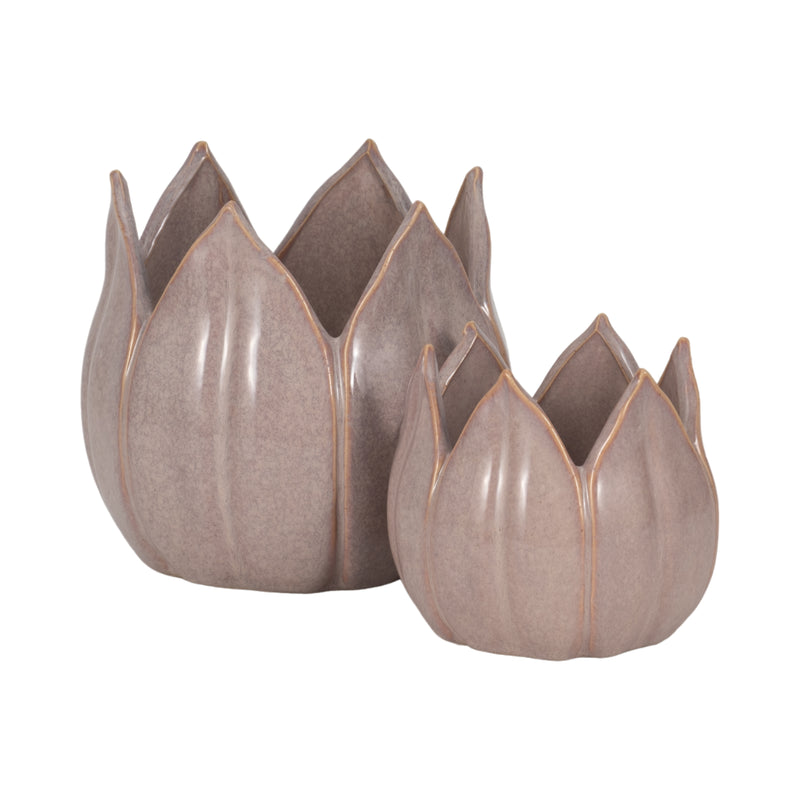 S/2 5/8 Petal Planters, Lavender