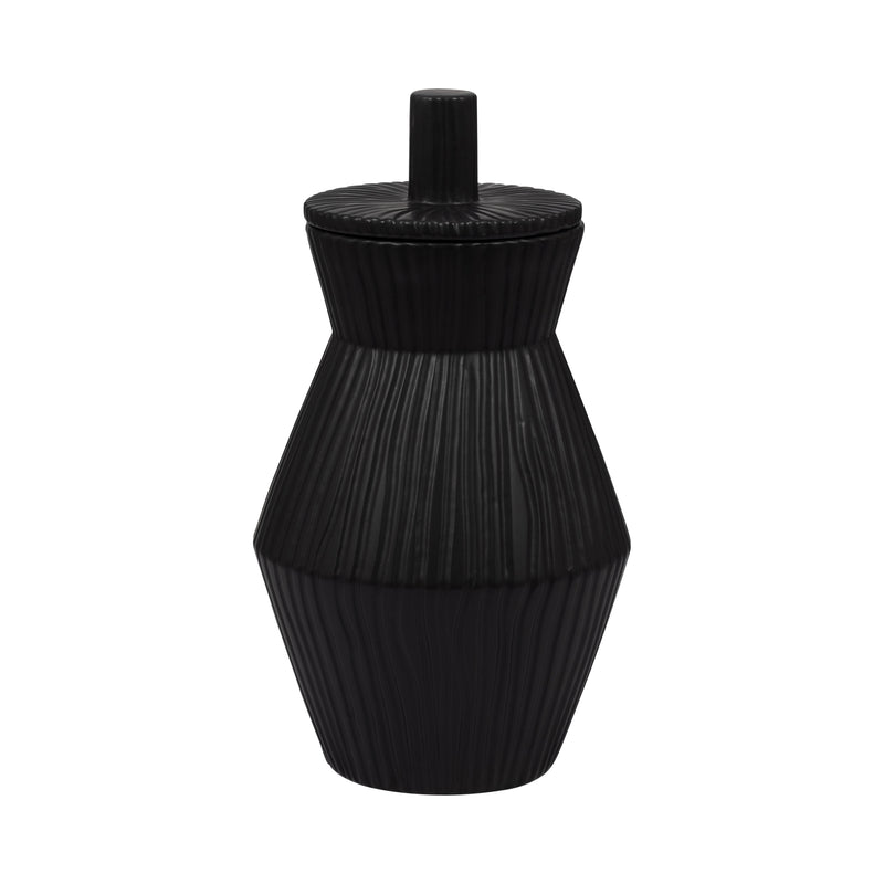 Laurel Small Black Lidded Jar