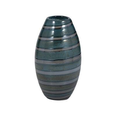 10 Santiago Striped Blue Glass Vase