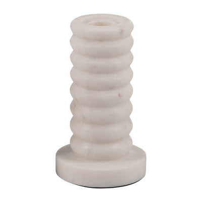 MARBLE,5H,RIBBED TAPER CANDLE HOLDER ,WHITE