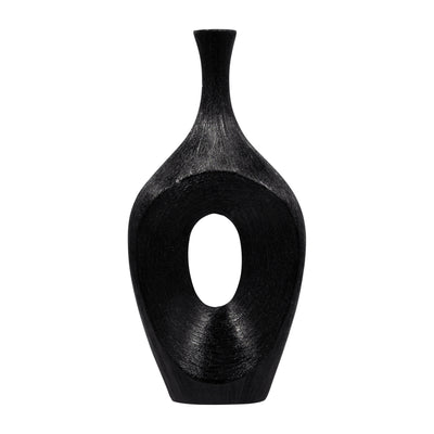 CER, 19 SCRATCHED OPEN CUT VASE, BLACK