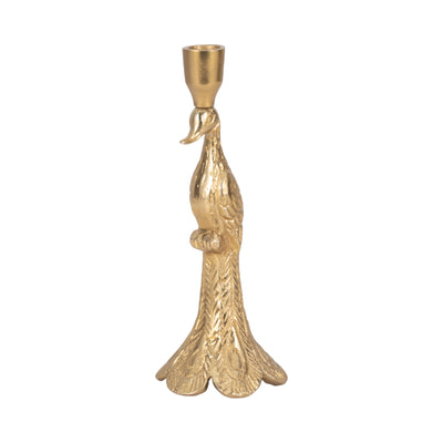 10 Peacock Taper Candle Holder, Gold