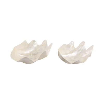 S/2 17/20 Capiz Shell Shaped Bowls, Ivory