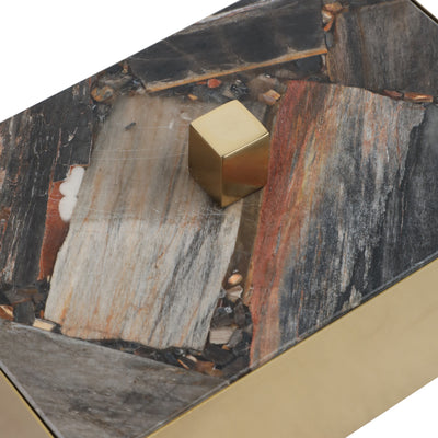 8x5 Petrified Wood Top Box, Black/gold