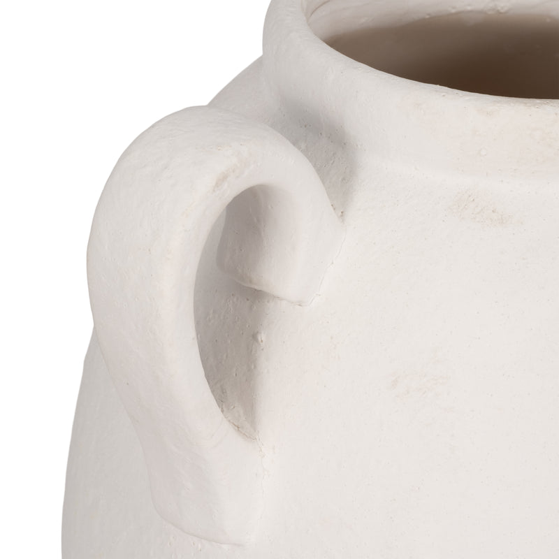 CER, 16 TEXTURED JUG W/ HANDLES, WHITE