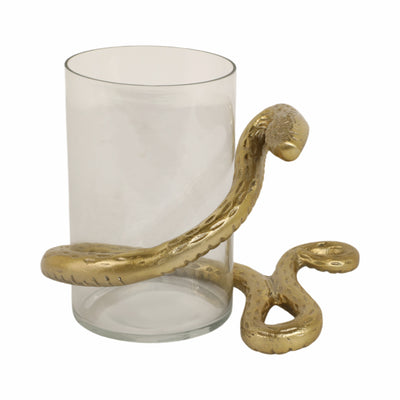 9 Snake Around Pillar Holder, Gold