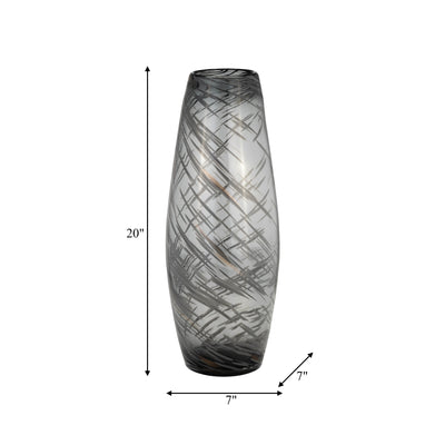 GLASS, 20H SWIRL VASE, BLACK