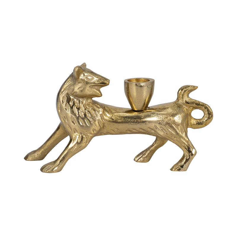 8 Fox Taper Candle Holder, Gold