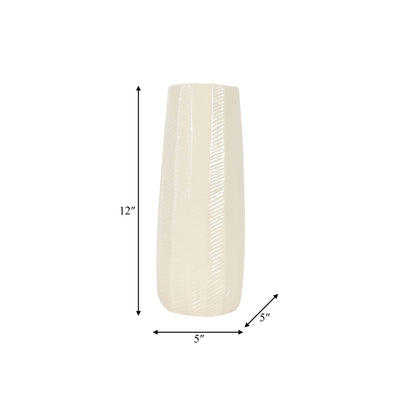 CER, 12 ETCHED LINES CYLINDER VASE, COTTON