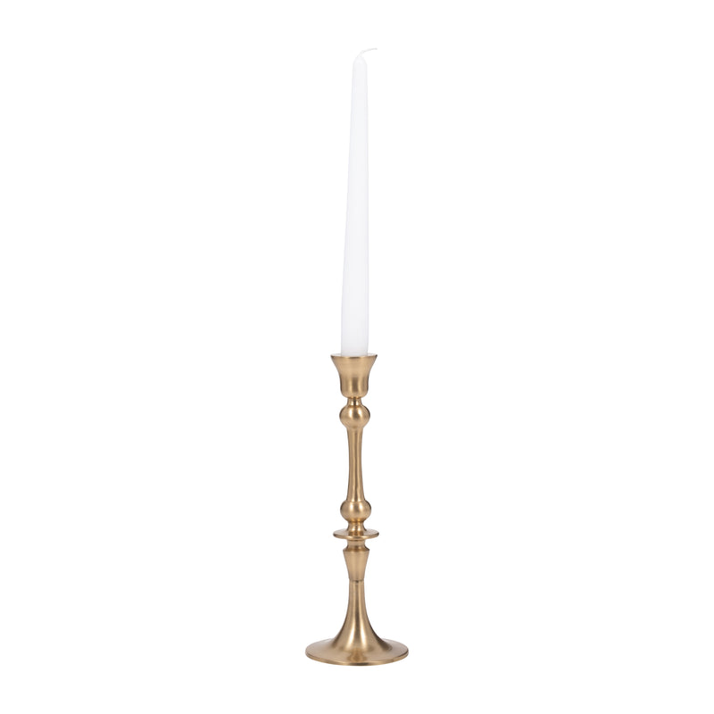 METAL, 9 TRADITIONAL TAPER CANDLEHOLDER, GOLD