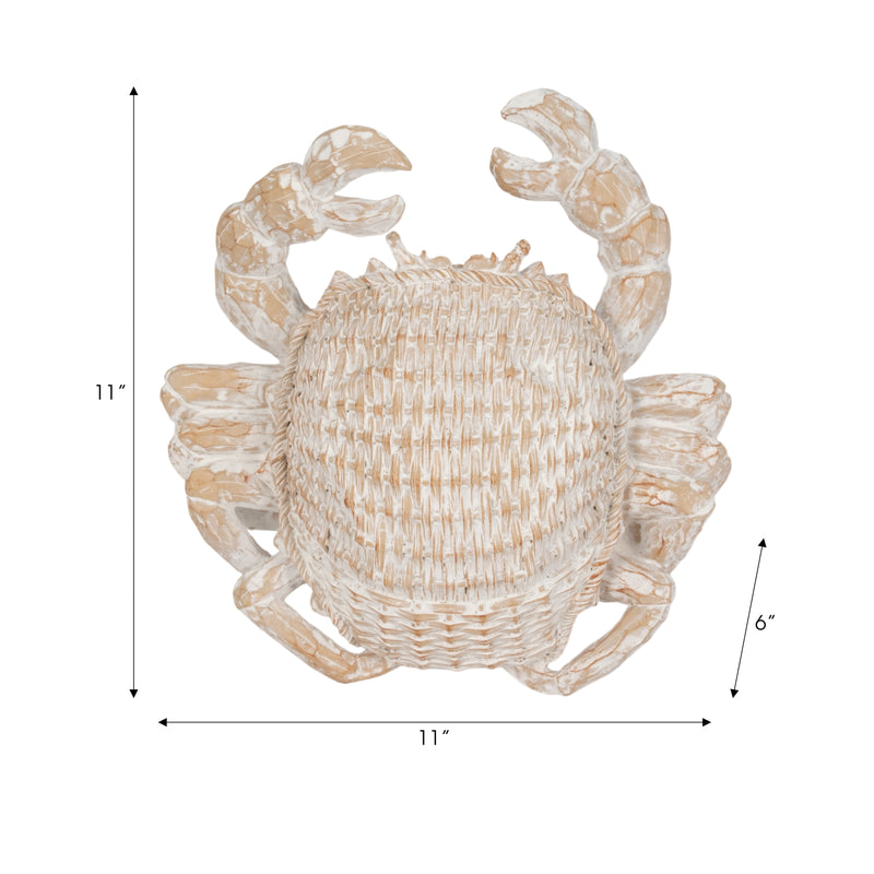 11 Resin Wicker Crab, White