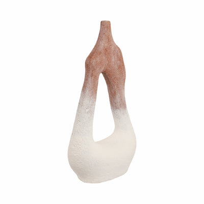 36 Curvy Open Cut-out Terracotta Vase, White Mult