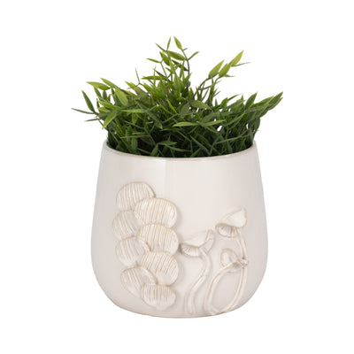 7 Mushroom Applique Planter, Ivory