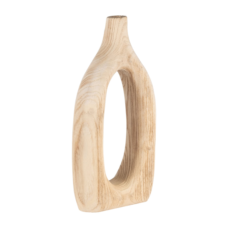 WOOD, 14H CUT-OUT VASE, NATURAL