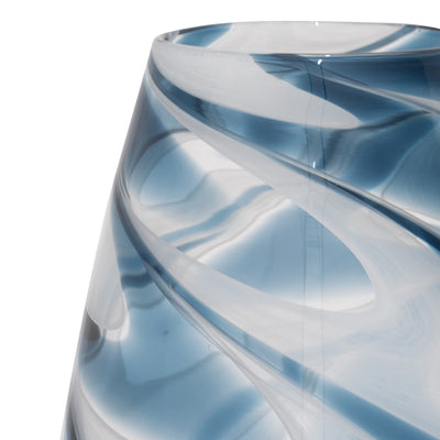 GLASS, 12 SWIRL VASE, BLUE