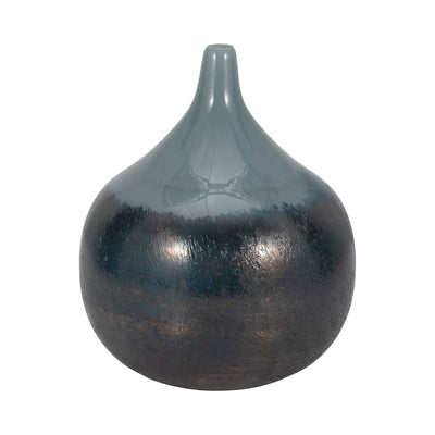 Glass, 10 2-tone Metallic Vase, Sea Green