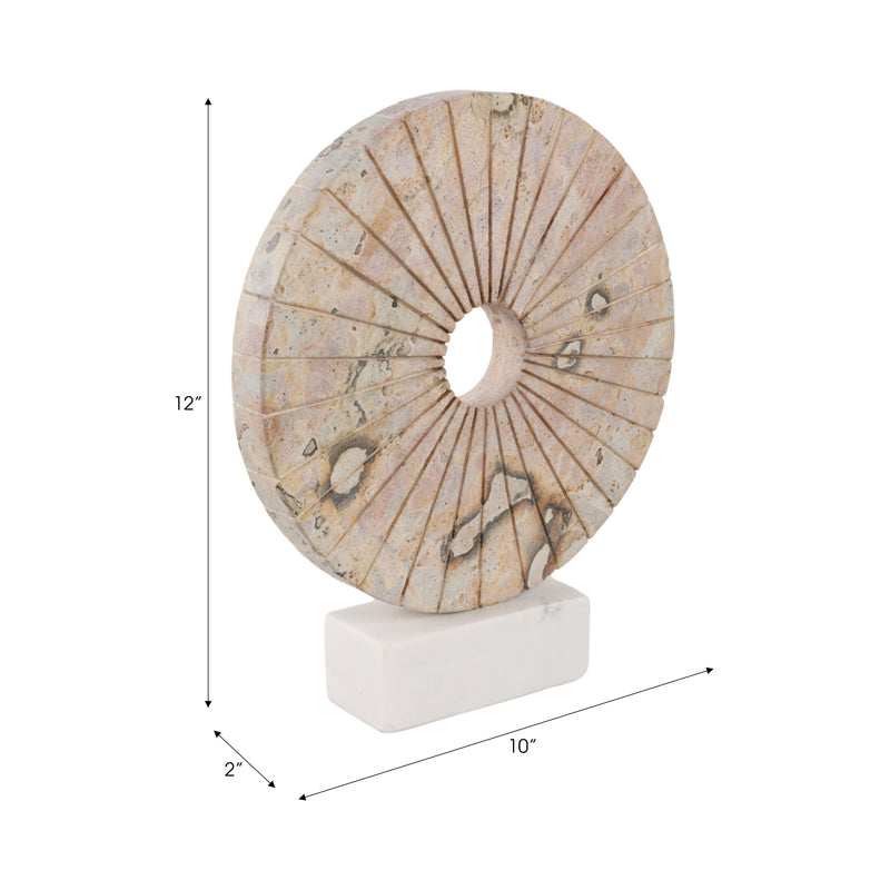 12 Pompano Beige Marble Disk Statuary