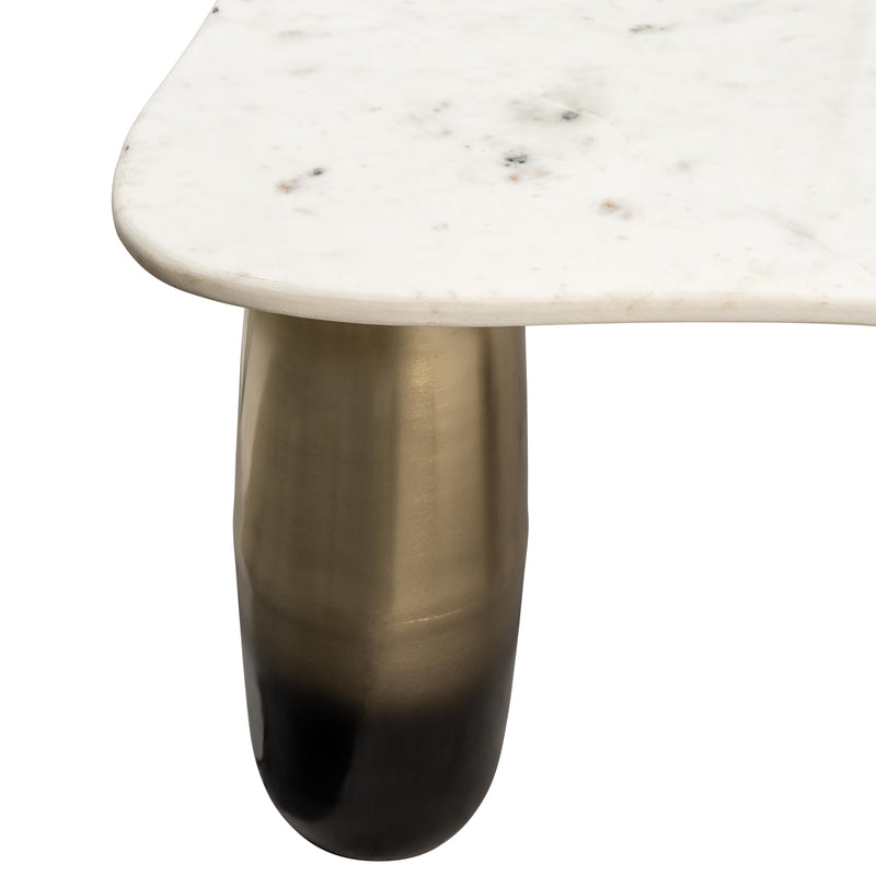 MARBLE/METAL, 30DX16H COFFEE TABLE, WHT/GLD