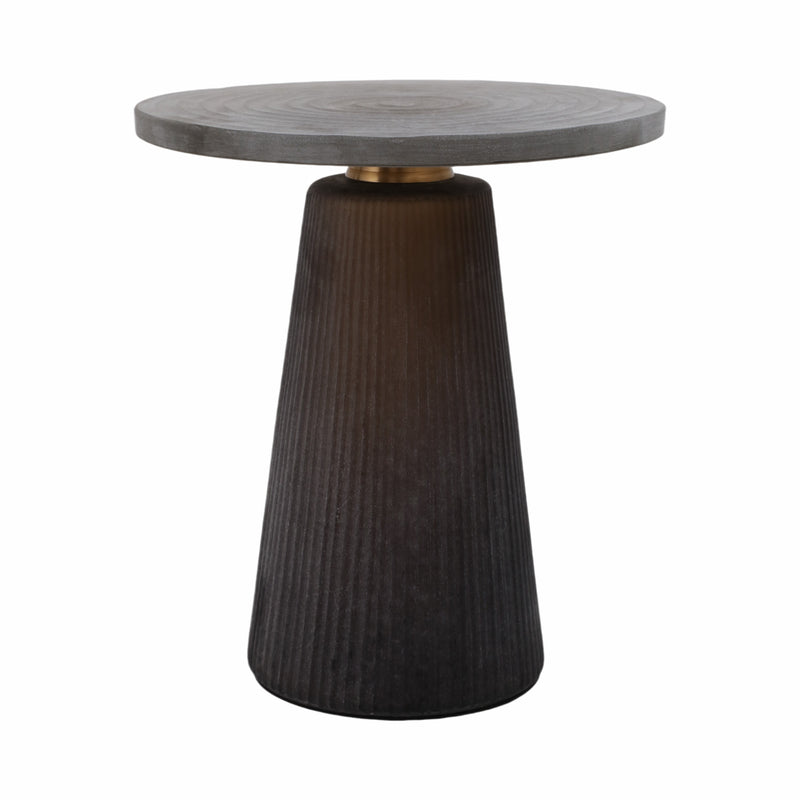 Glass, 18 Accent Table W Brass Base, Smokey Brown