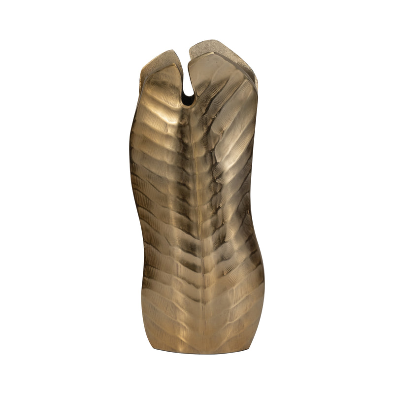 Metal, 16 Botanic Tall Leaf Vase, Gold