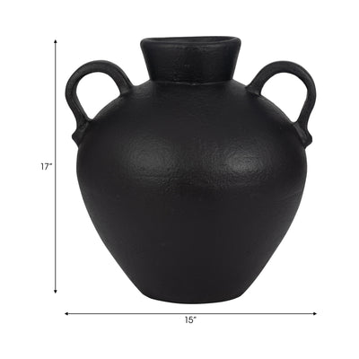 TERRACOTTA, 17 ORGANIC JUG WITH 2 HANDLES, BLACK