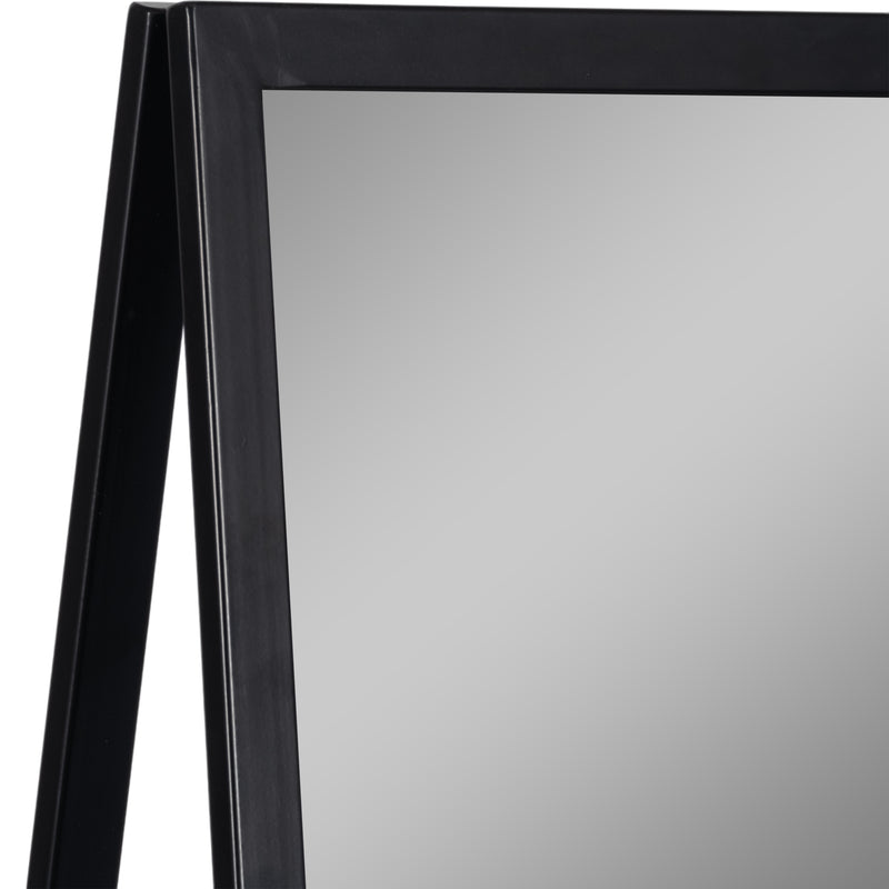 63 Standing Mirror W/ Wood Shelves, Black/natural