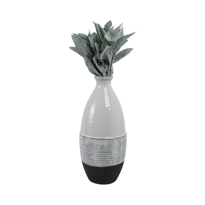 18x8 Textured Bottom Vase, Grey