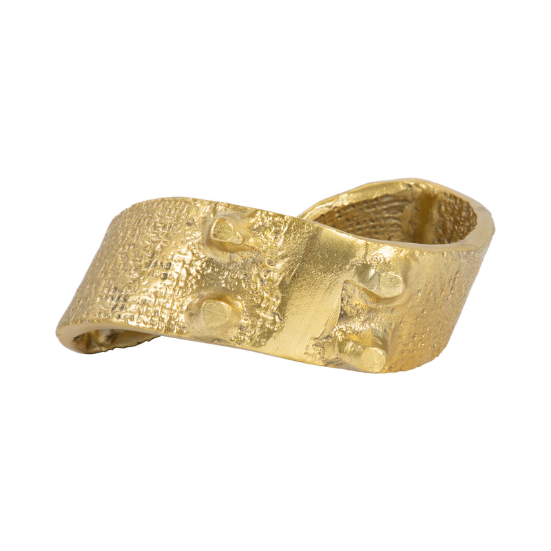 Metal, 8 Twisted Hammered Ring, Gold